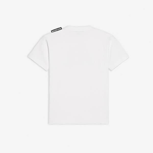 【BALENCIAGA】バレンシアガ パリ Tシャツ コピー オフホワイト ロゴタブ付き コットン20100809